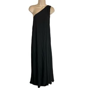 Riller & Fount A-line One Shoulder Draped Dress Gown Formal Black Tie Xs S